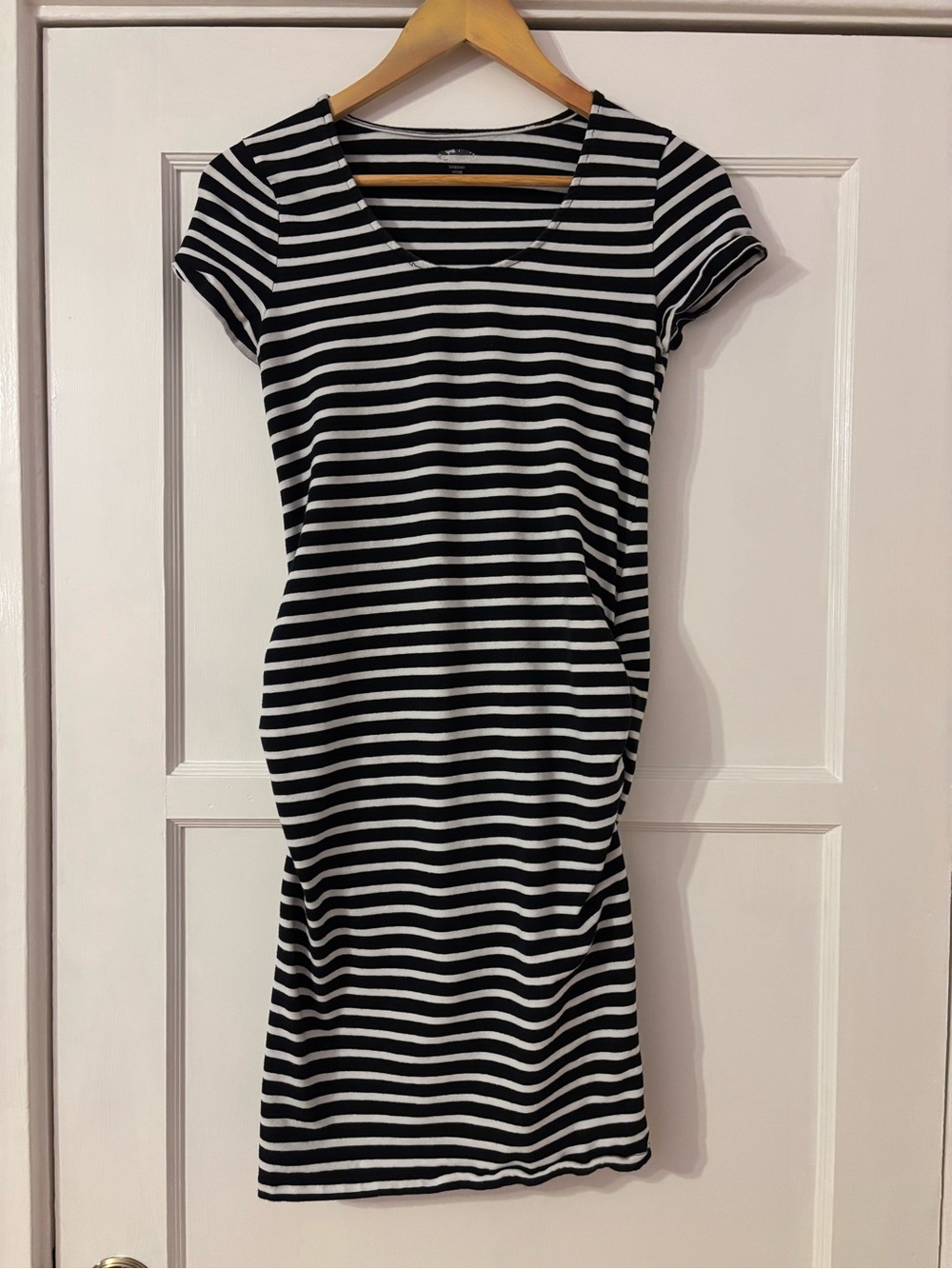 Old Navy Black and White Striped Short Sleeve Mini Dress Maternity